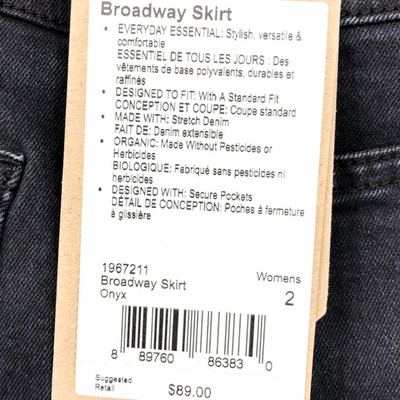 PRANA Women's Broadway Denim Pencil Skirt Size 2 Black Onyx Organic Stretch NWT - Picture 8 of 10